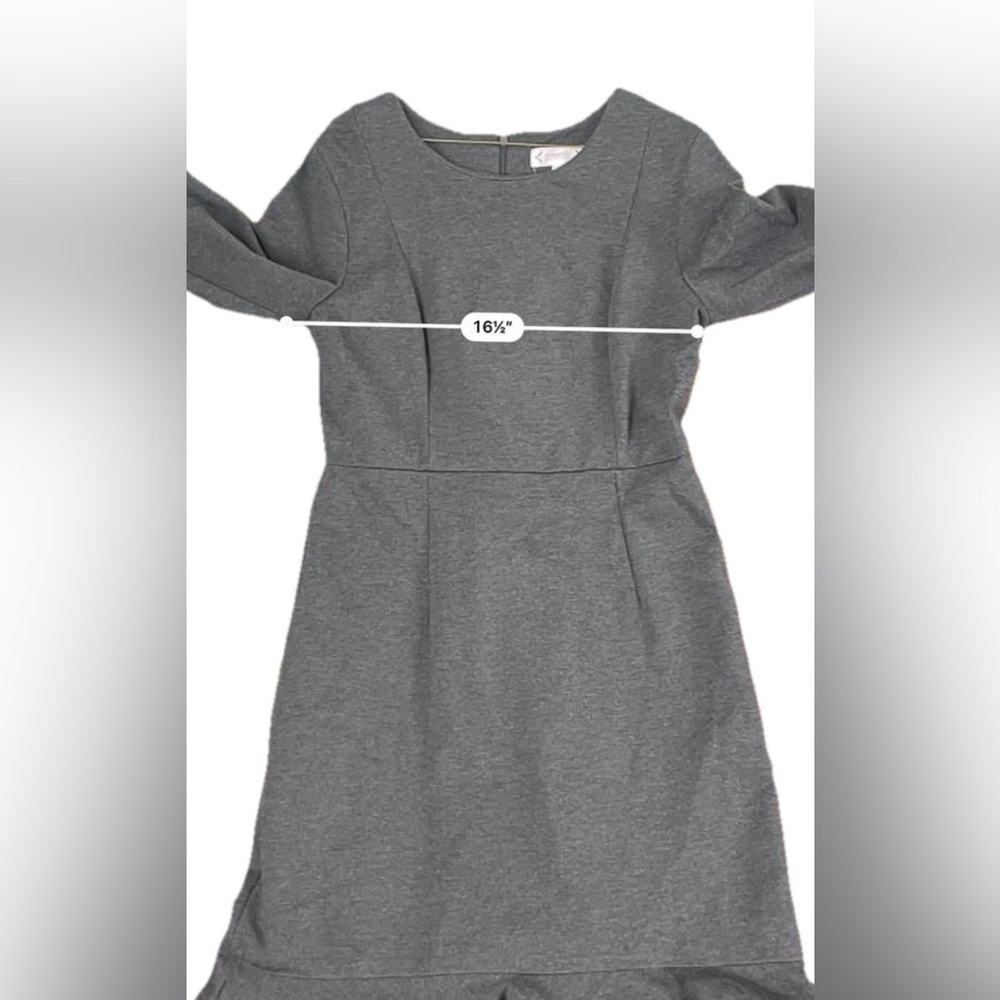 NANETTE LEPORE Velvet Trim Flounce Ponte Dress $149 DARK HEATHER GREY Size 8 - Picture 6 of 11